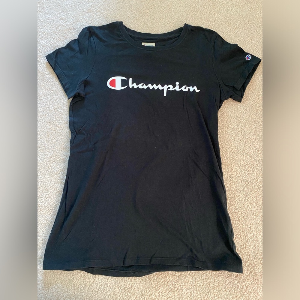 Black Champion Short Sleeve tshirt athletic casual everyday top
